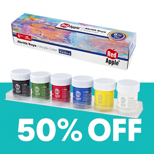 Turkish Red Apple Acrylic Colors, 6 colors, 25 ml Box, Assorted Colors