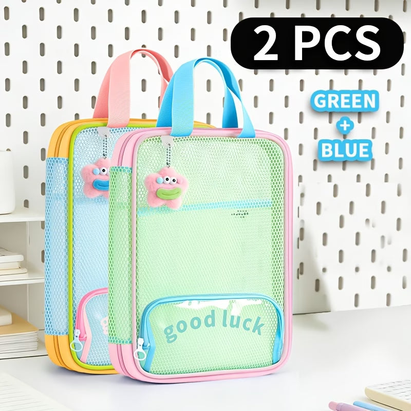 Dopamine Color Block Tutoring Bag, 3-Layer Large Capacity,   1 Pc.