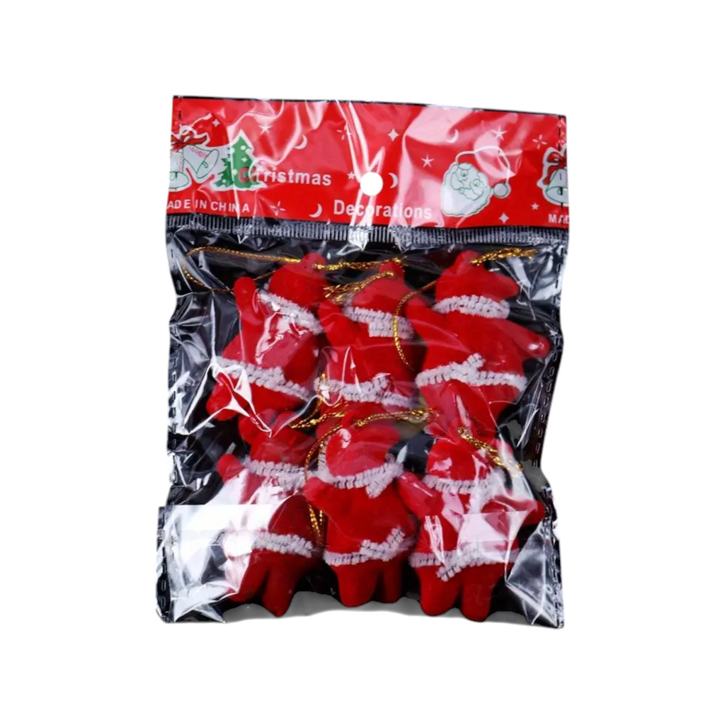 Set of 6, Retro Style: Mini Santa Claus Collection in Red Velvet