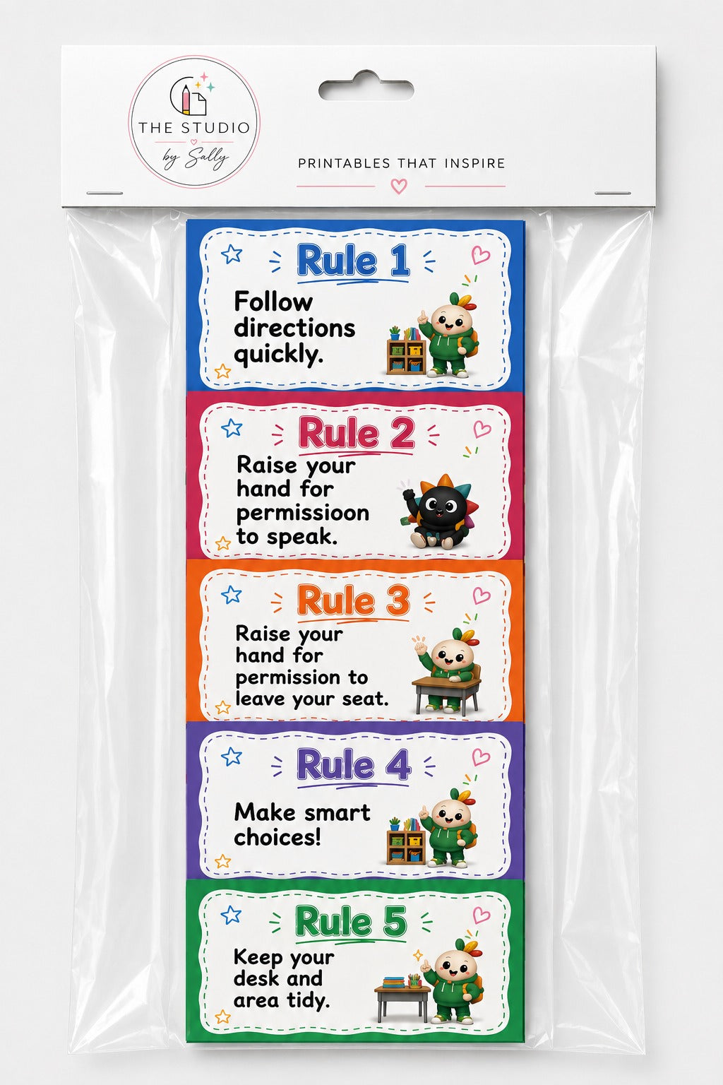 Classroom Rules Posters Set | Laminated Classroom Décor 1 (Set of 5)