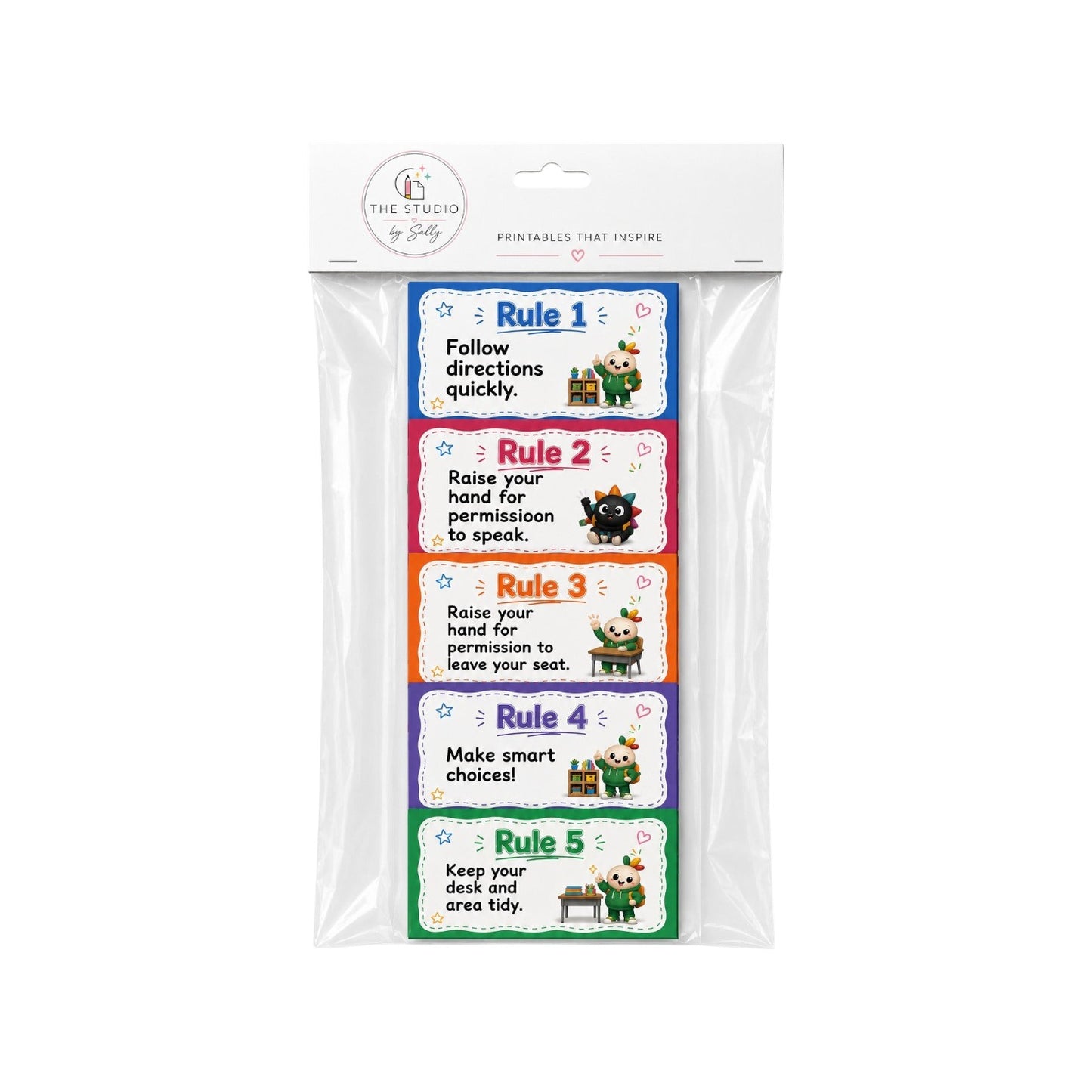 Classroom Rules Posters Set | Laminated Classroom Décor 1 (Set of 5)