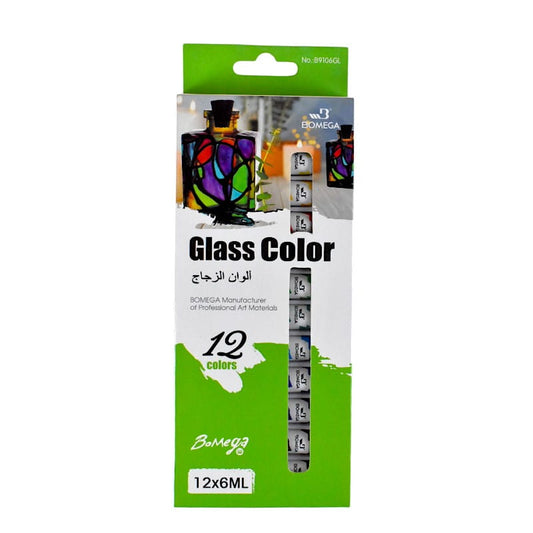 Bomega 6 mm Glass Colors Set of 12 Count Enamel Glass Paint