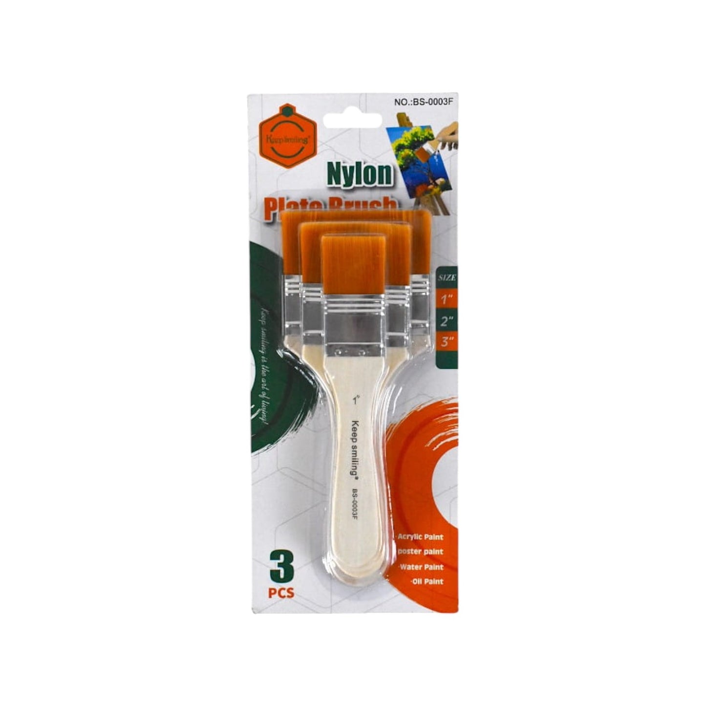 Keep Smiling Nylon Plate Brush 3Pcs