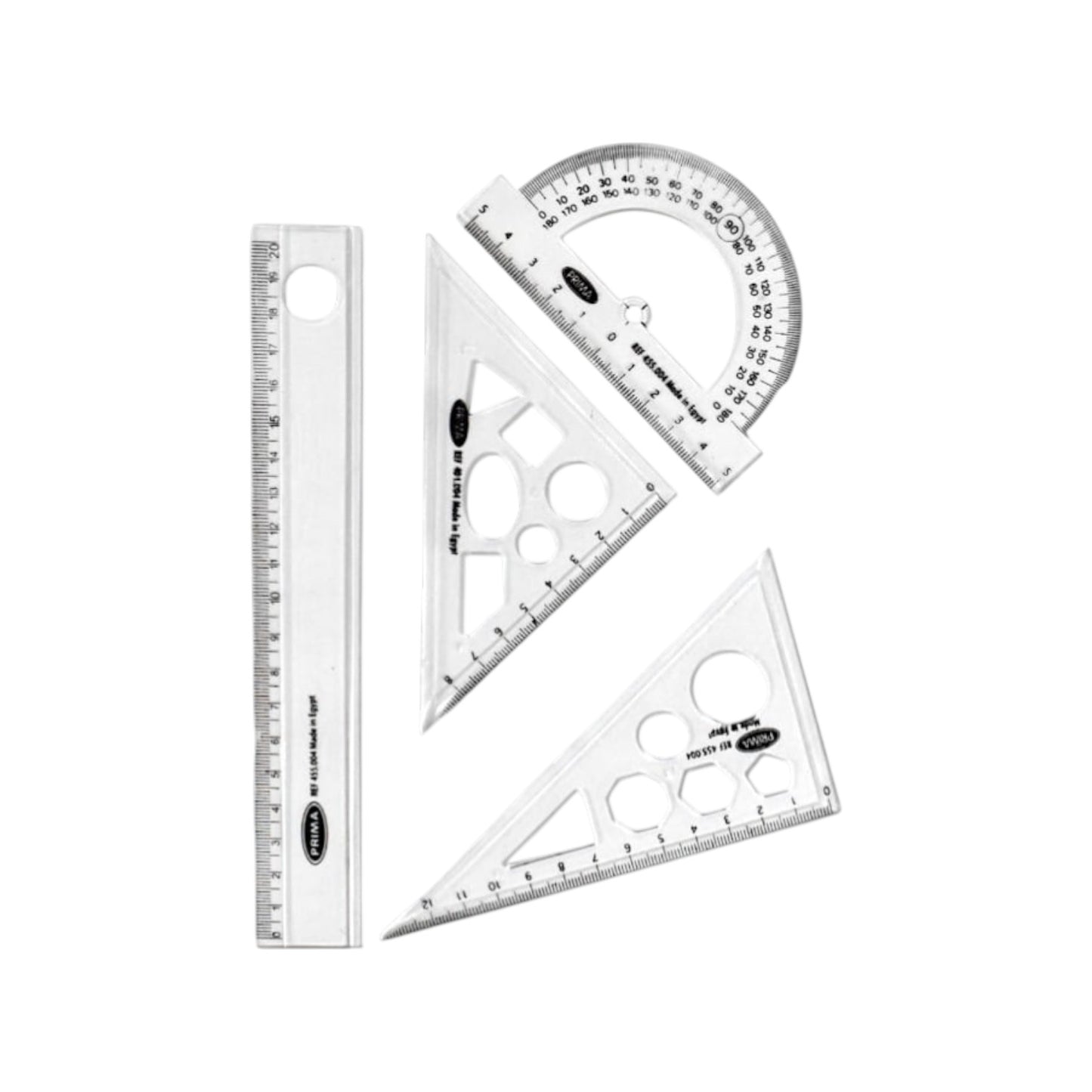 Prima large geometric drawing set - transparent, 4 pcs