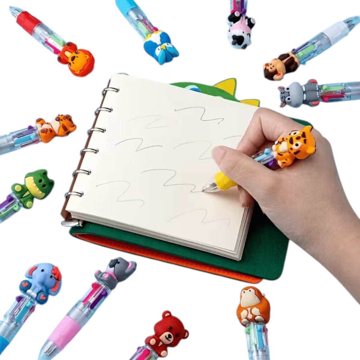 Mini Zoo Animal Multicolor Ballpoint Four-In-One Pens- Random Shape