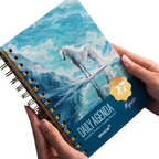 Elite Stationery House 2027 Majestic daily agenda with a white horse illustration on a hard wire-bound cream cover
