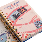 Elite Stationery House 2027 daily agenda featuring a Movies and Series themed page with film strip illustrations