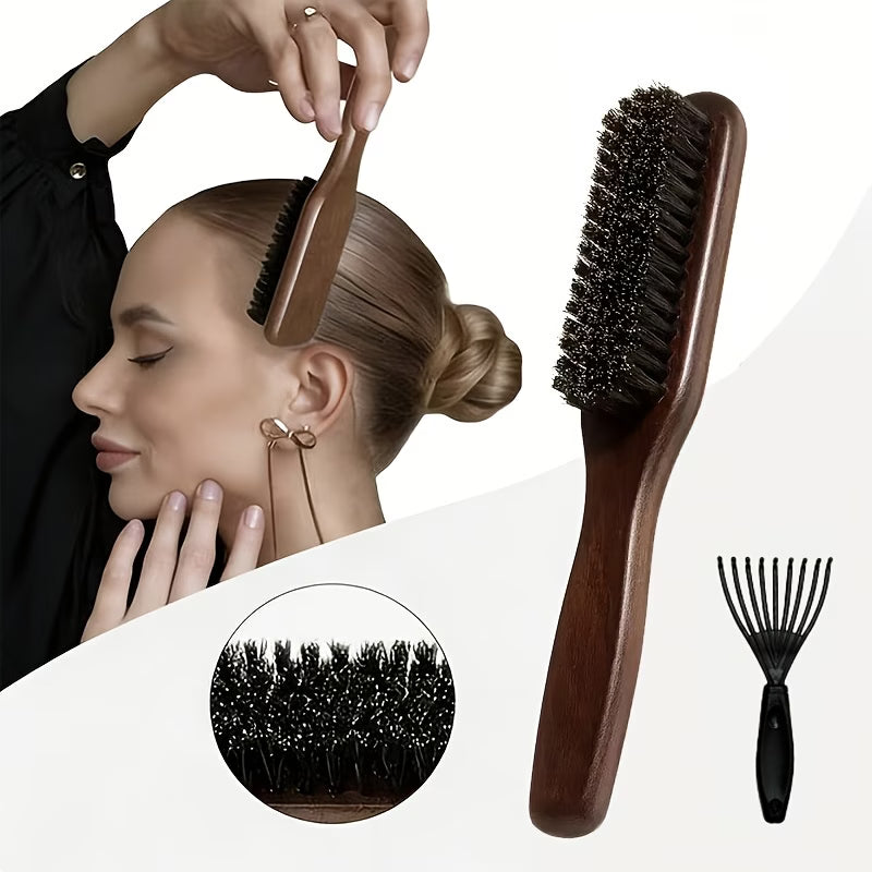 Bristle Smoothing Comb Set (Includes 1 Brush&1cleaning Claw/1 Brush&1pack Hair Rope)