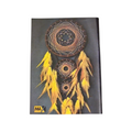 Elite Stationery House A4 stapled notebook featuring a dark cover with a yellow dreamcatcher design and 100 lined sheets