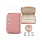 Elite Stationery House pink wide opening pencil case with side pockets and internal mesh storage compartments