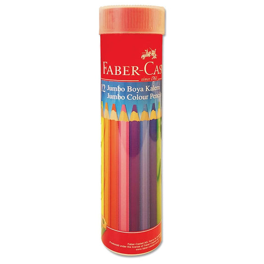 Faber-Castell Colored Pencils, Set of 12 Jumbo Colors in Metal Box