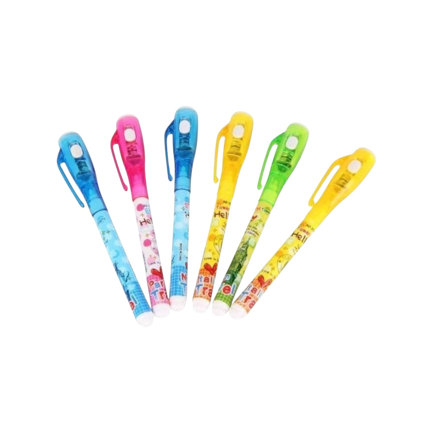 Fancy Cute Cartoon Magic 1 Pen spy Uv Light Invisible Ink Pen for Kids