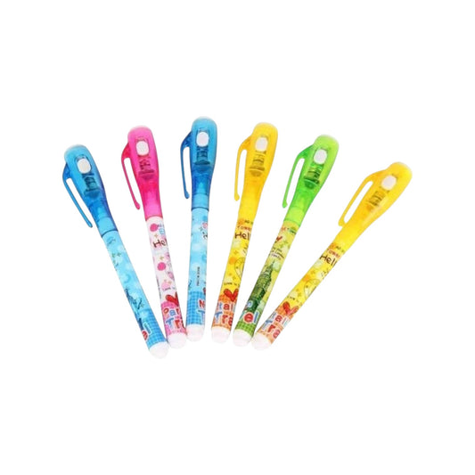 Fancy Cute Cartoon Magic 1 Pen spy Uv Light Invisible Ink Pen for Kids
