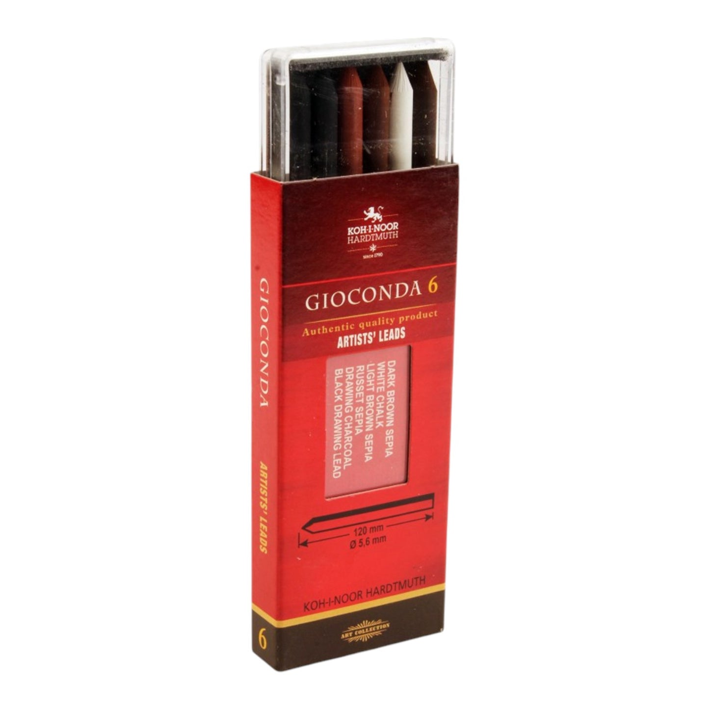 Koh-I-Noor Gioconda Black Charcoal Pencil Set - 6 Pieces, 5.6 mm