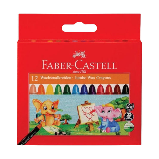 Faber Castell 120037 Jumbo Wax Crayons, 12 Colors