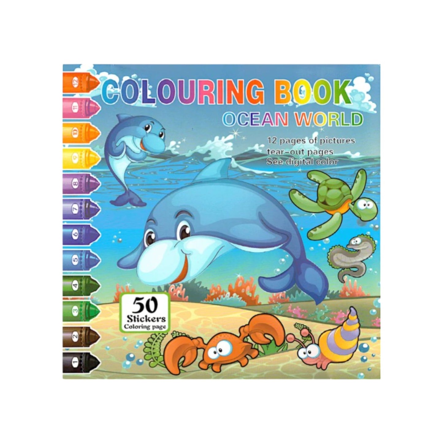 Kids Coloring Book 6 Pictures + 50 Stickers