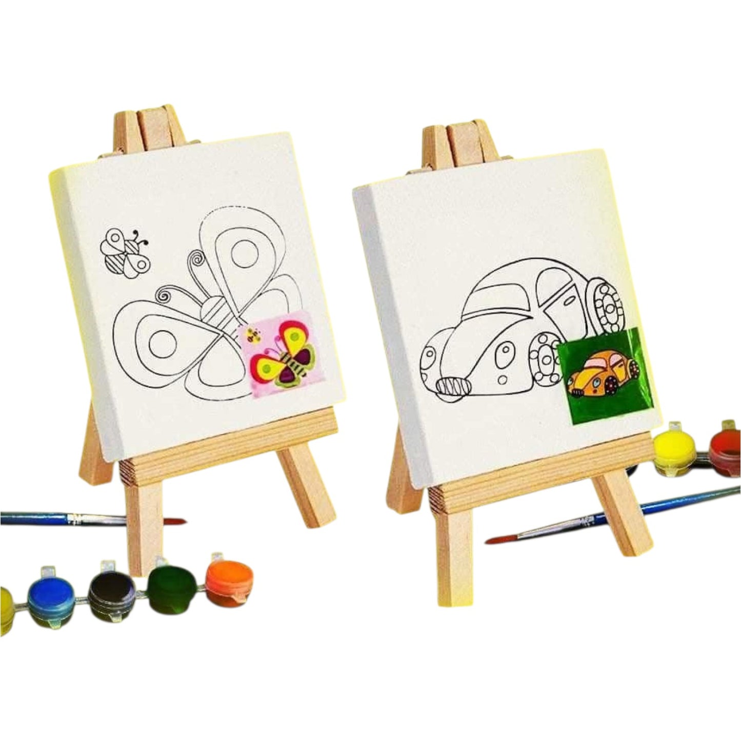 Keep Smiling 1010diy Kids 4x4 Inches Canvas Painting Set With Easel