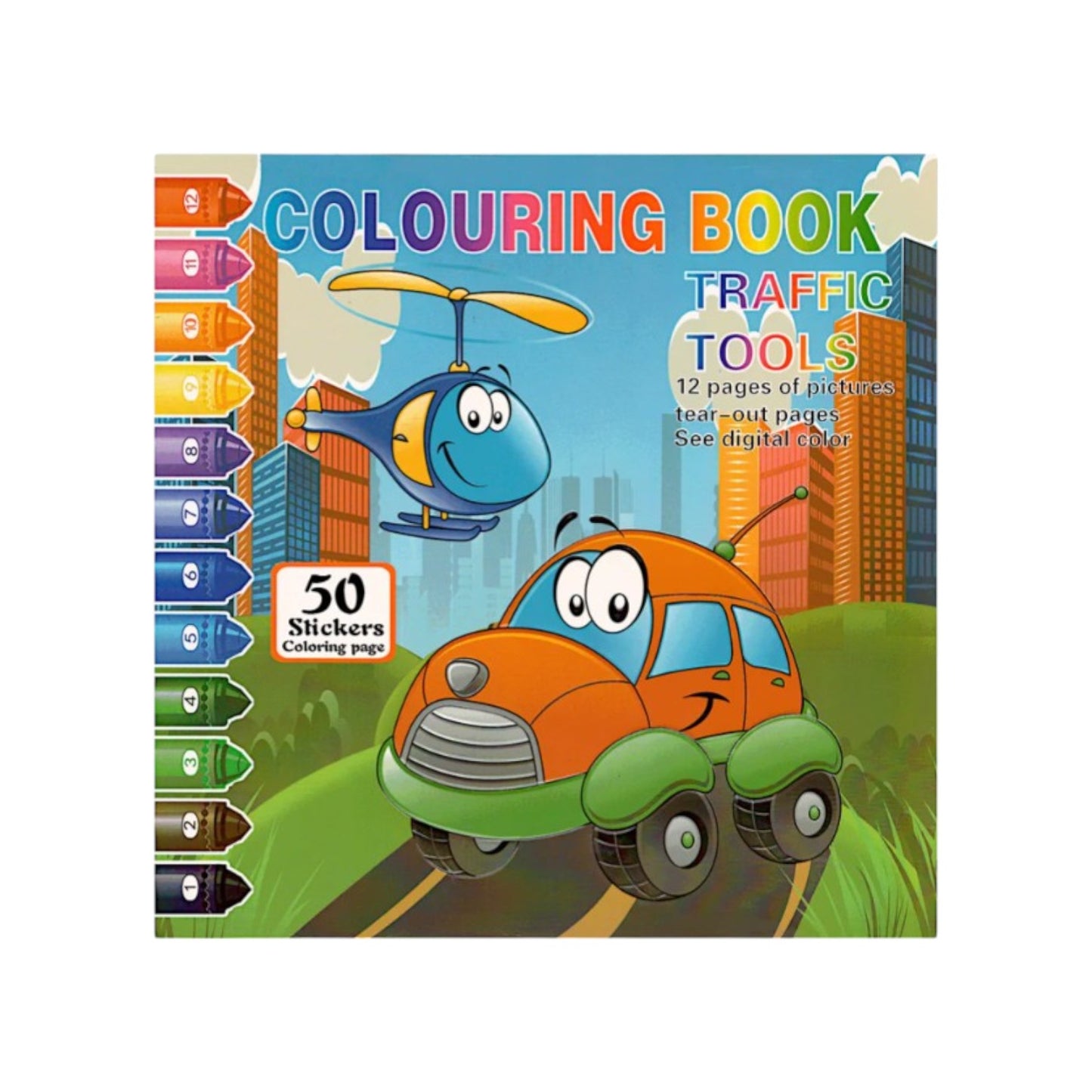 Kids Coloring Book 6 Pictures + 50 Stickers