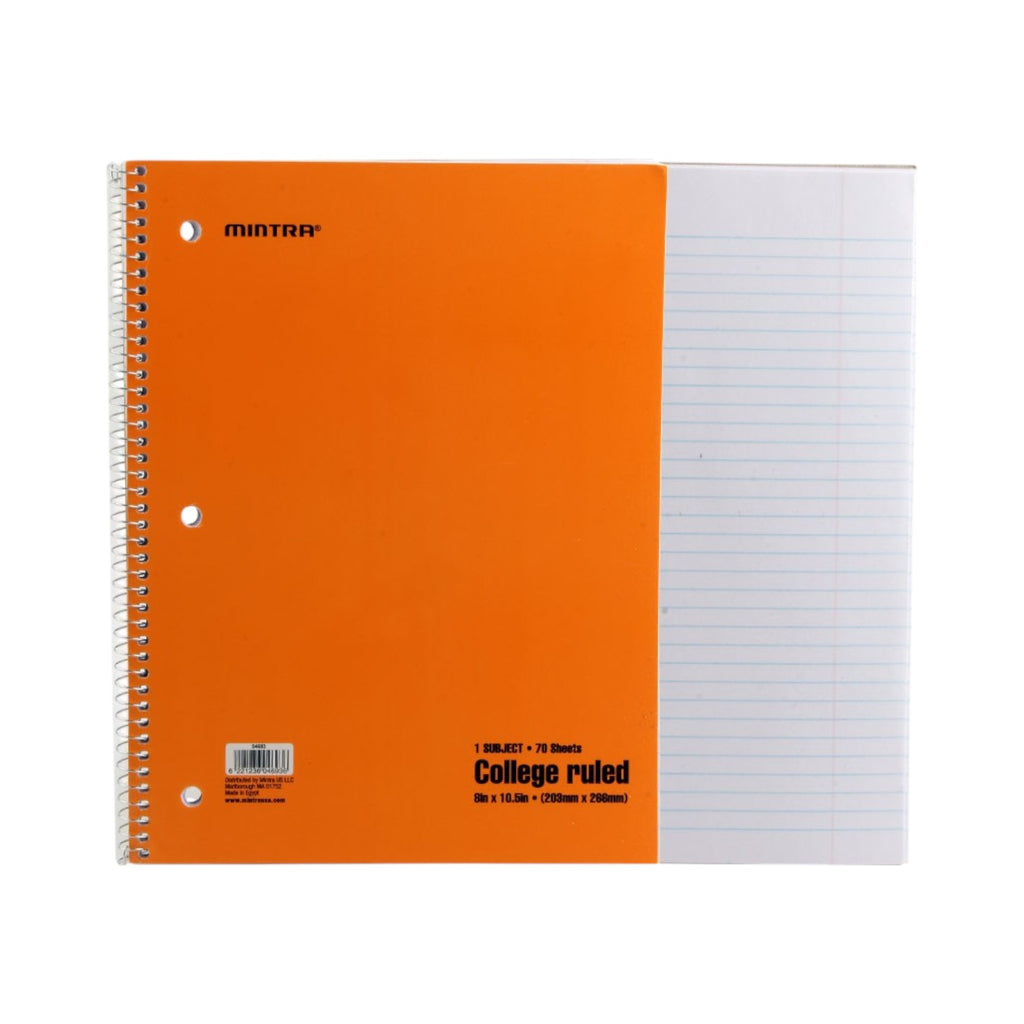 70 sheets College notebook wire line pastel colors