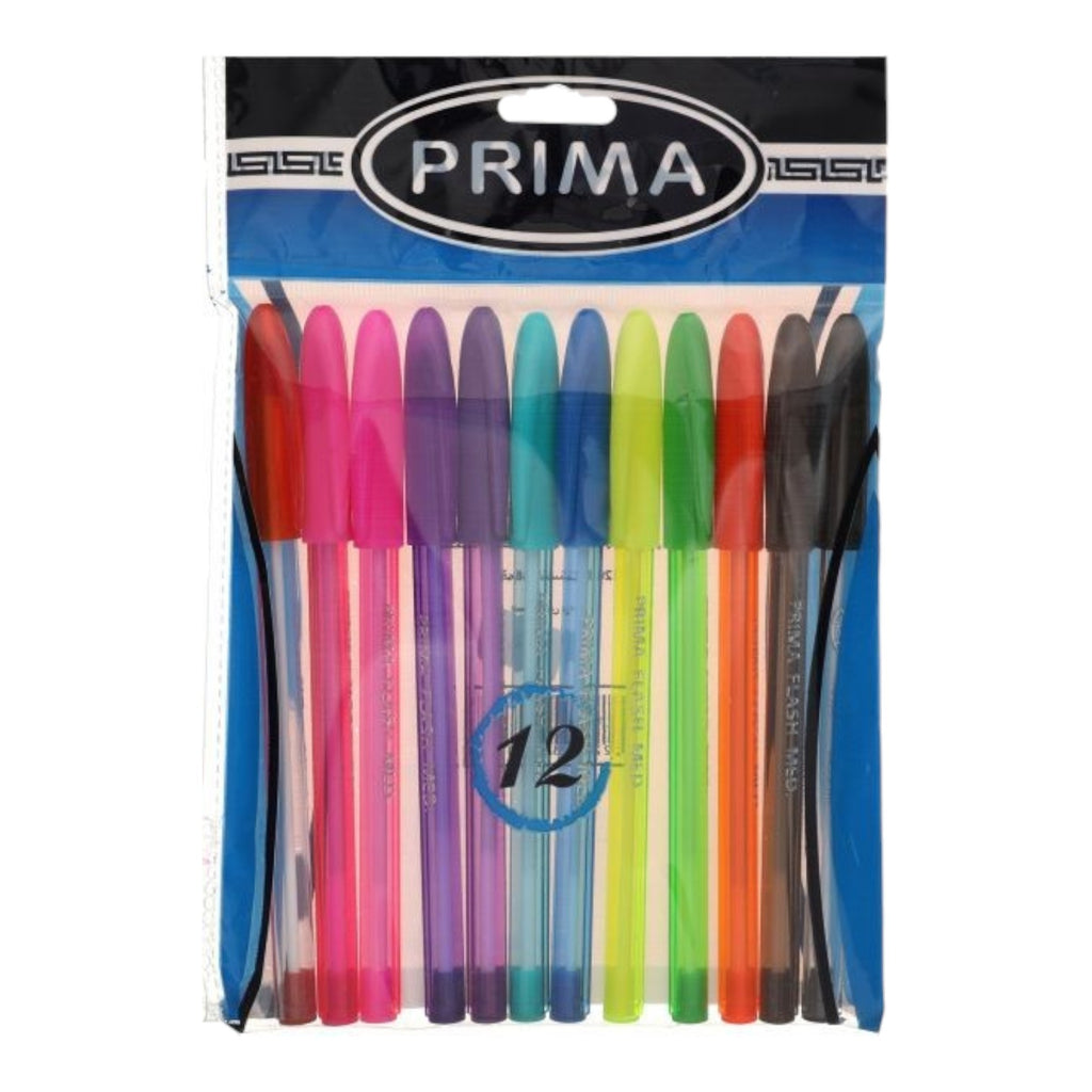 Prima Flash Ballpoint Pen Set of 12 Assorted Colors