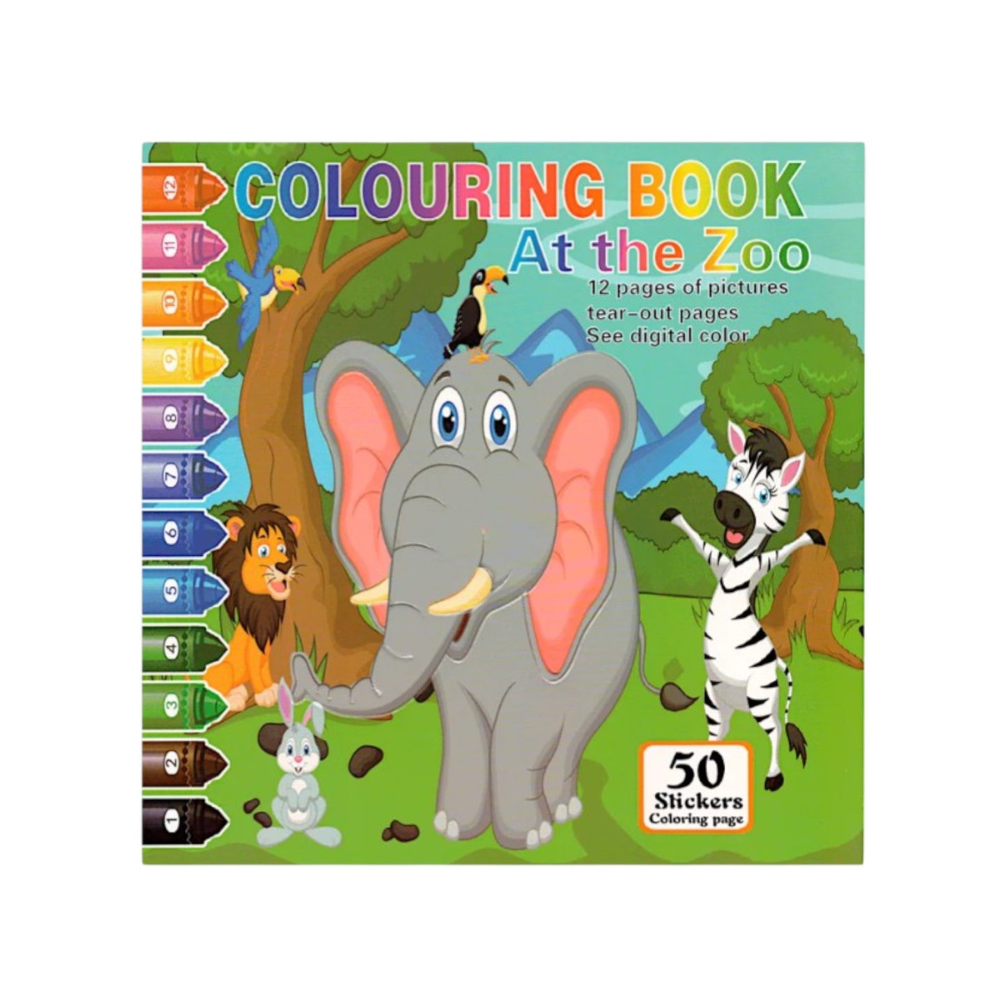 Kids Coloring Book 6 Pictures + 50 Stickers