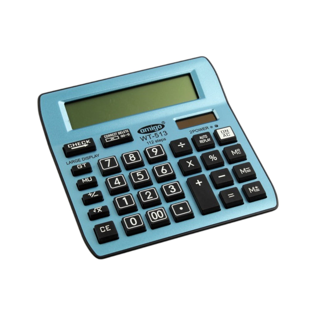 Blue Office Calculator 12 Digits - Amigo WT - MI 513