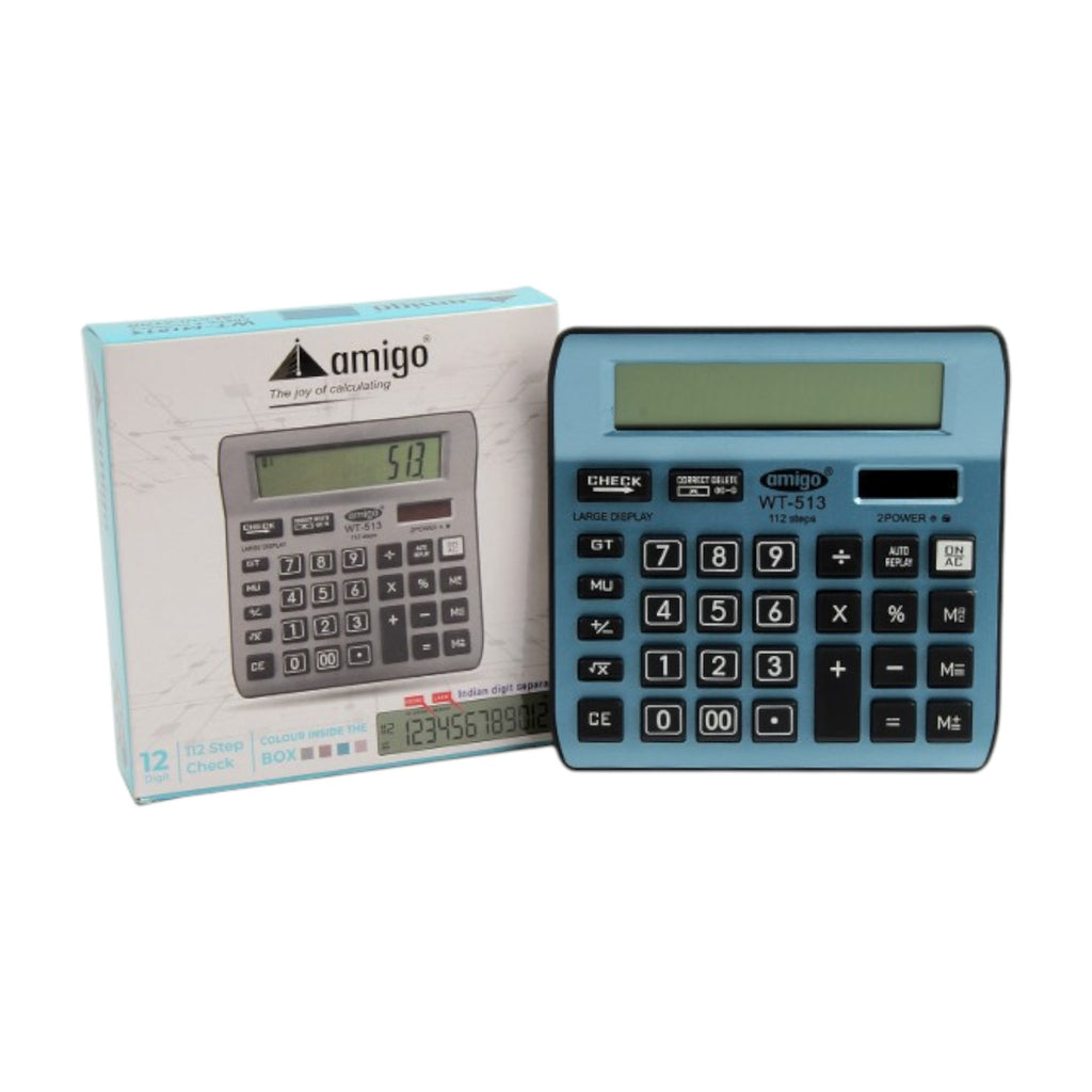 Blue Office Calculator 12 Digits - Amigo WT - MI 513