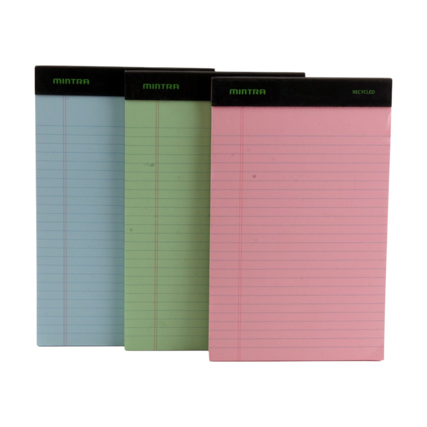 Notepad lined, 50 sheets, colored, 5 x 8, with stapler