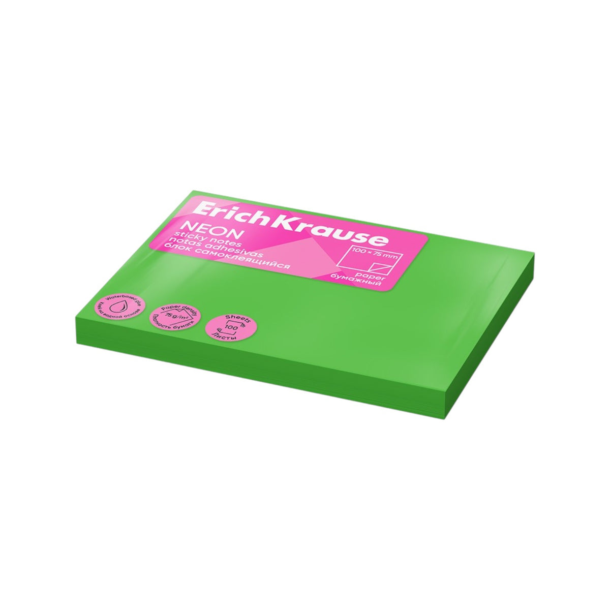 Erich Krause Sticky Notes - Neon 75x100mm 100 Sheets