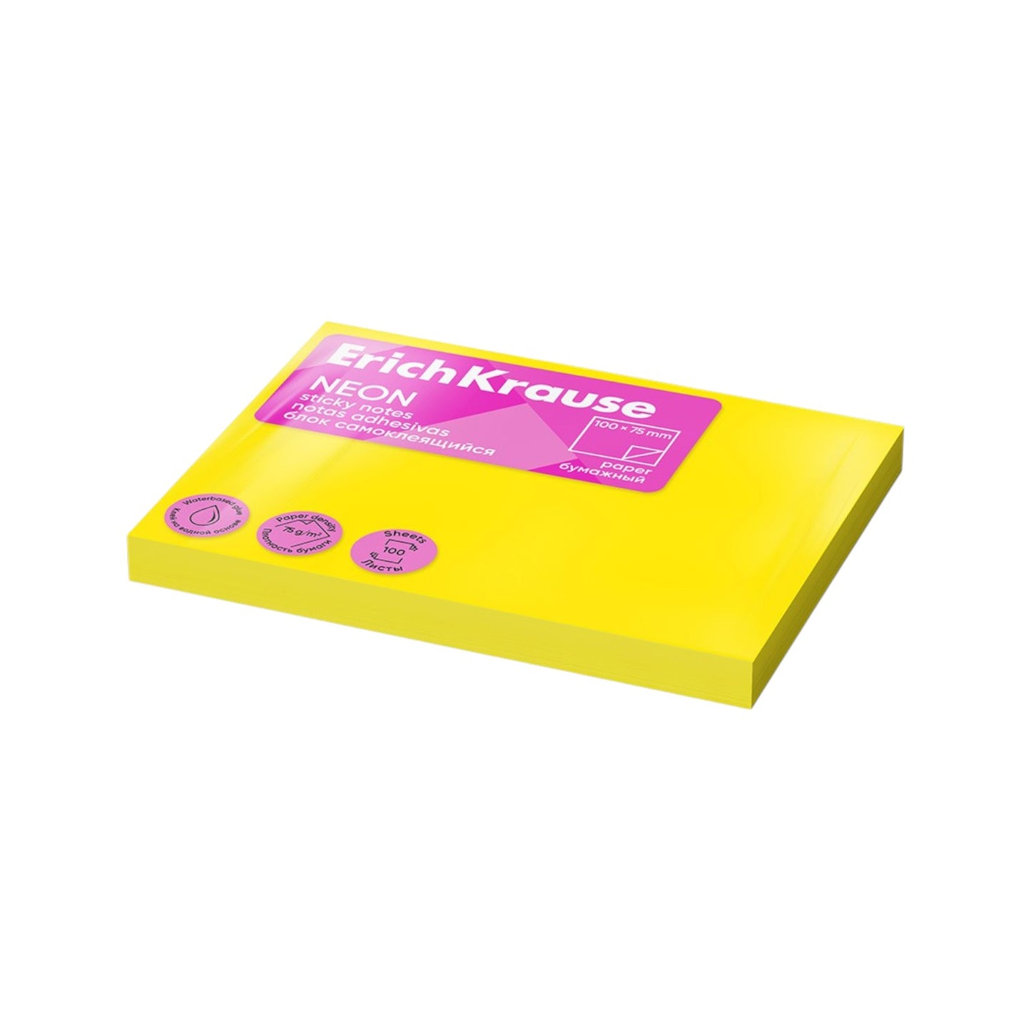 Erich Krause Sticky Notes - Neon  75x100mm 100 Sheets