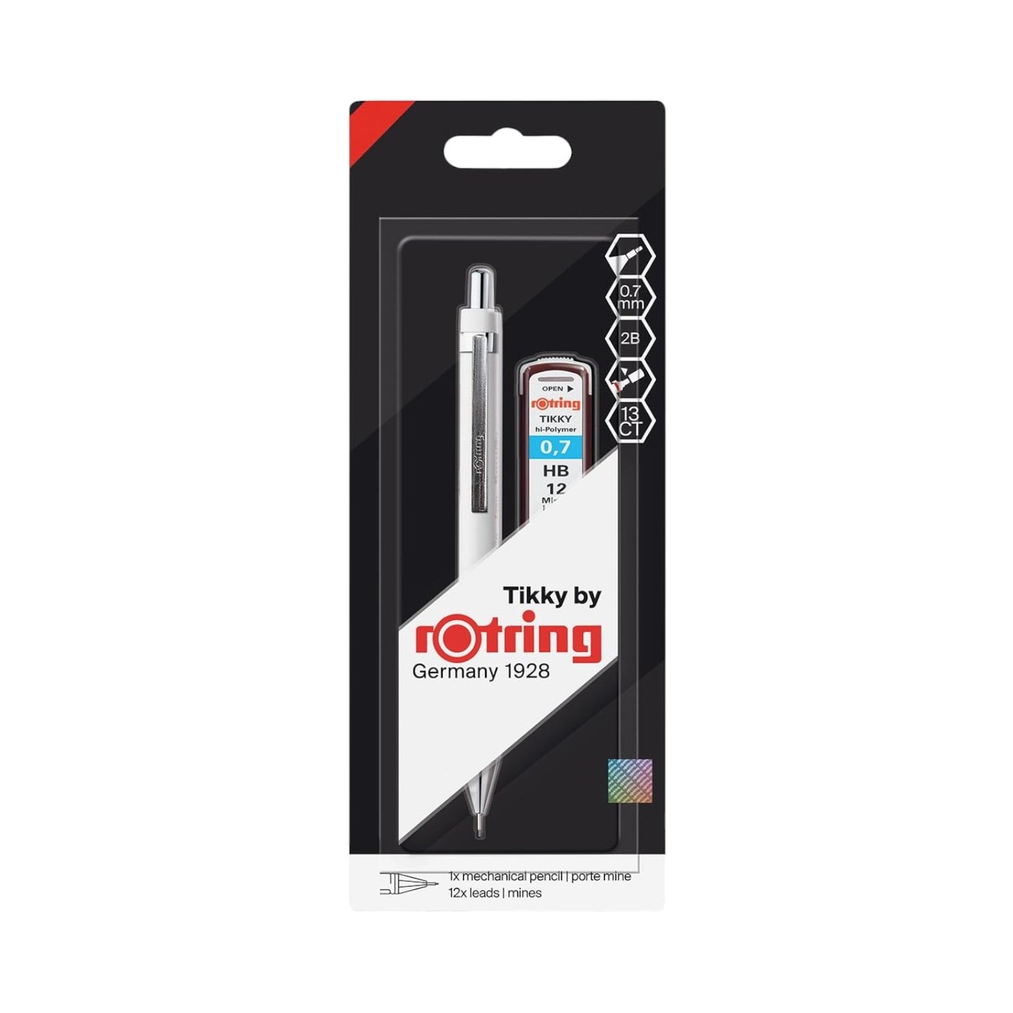 Rotring  1 + Leads Eraser  Mechanical Pencil Set, HB 0.7 mm