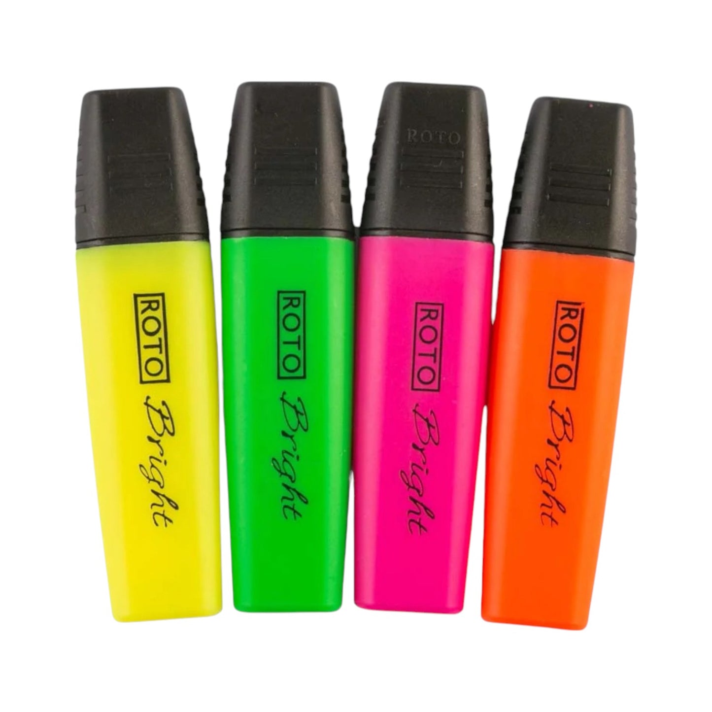 Roto Bright Text Highlighter, Set Of 4 Markers, 2-6mm, Multicolor