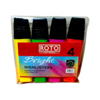 Roto Bright Text Highlighter, Set Of 4 Markers, 2-6mm, Multicolor