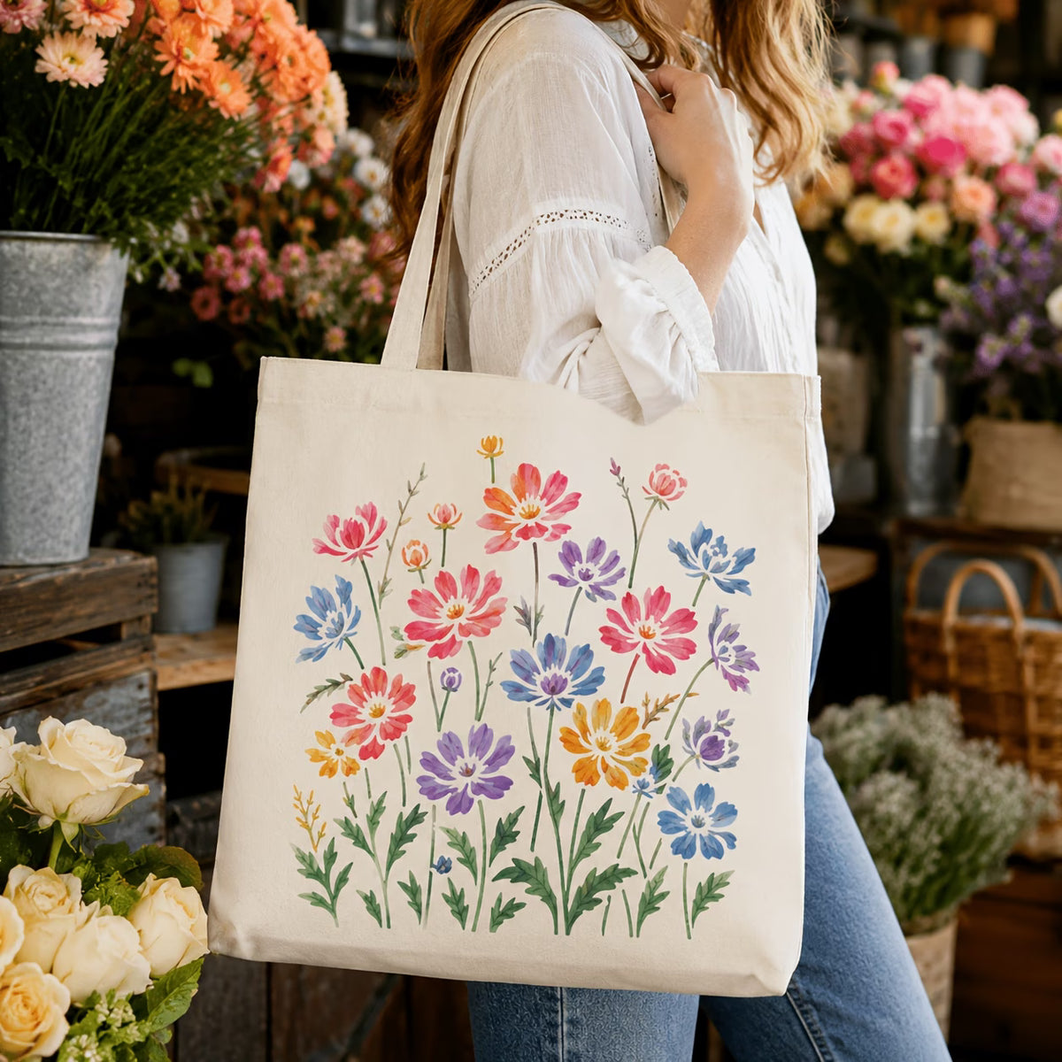 1pc Large Reusable Wildflower Stencil with Multi-Size Wildflower Pattern