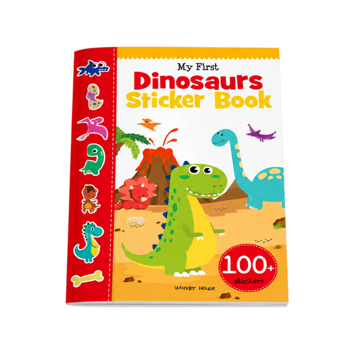 Elite Stationery House My First Dinosaurs Sticker Book featuring colourful dinosaur illustrations and 100+ stickers.