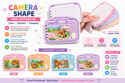 Camera Shape Mini Notebook Colored Paper
