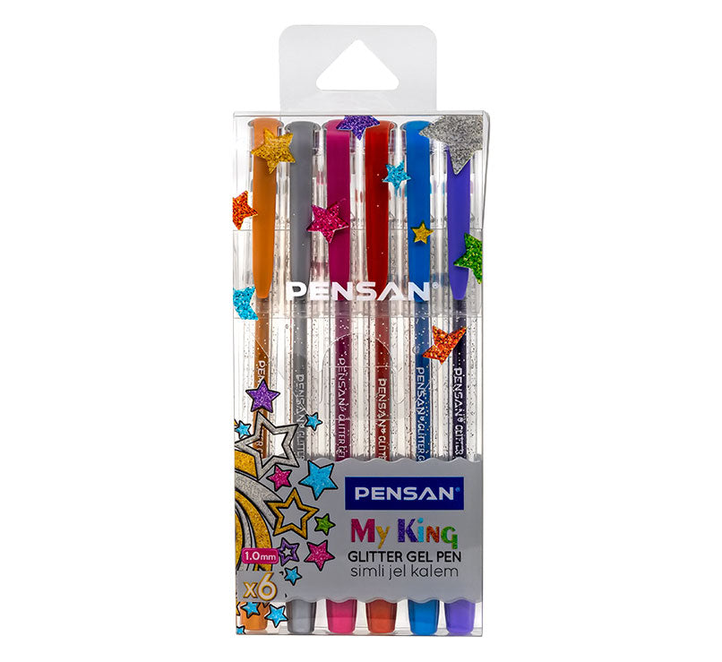 Pensan Glitter gel pen 2227, set of 6 pens – 1 mm