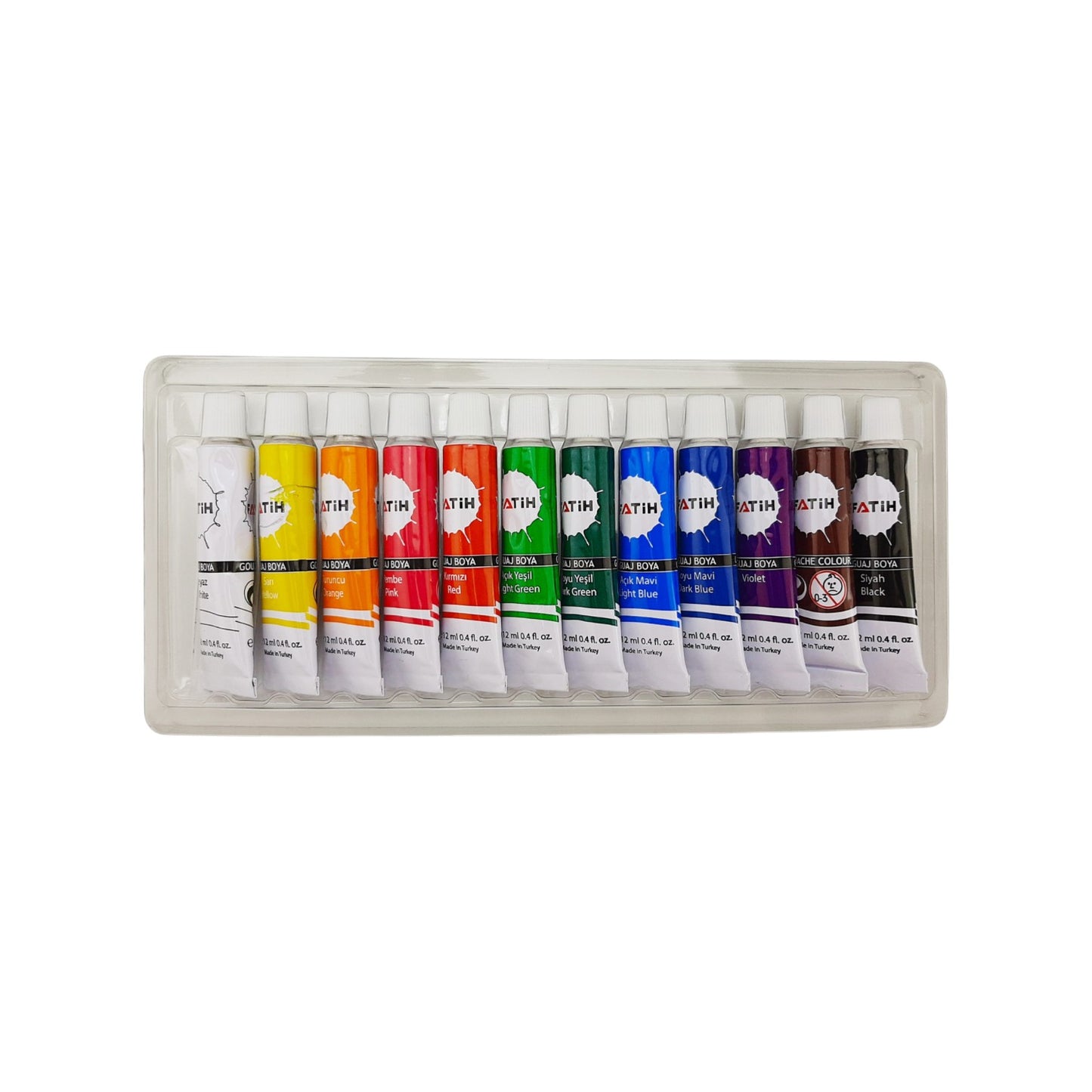 Fatih 50521 Poster Paint, 12 ml – Set of 12 Colors