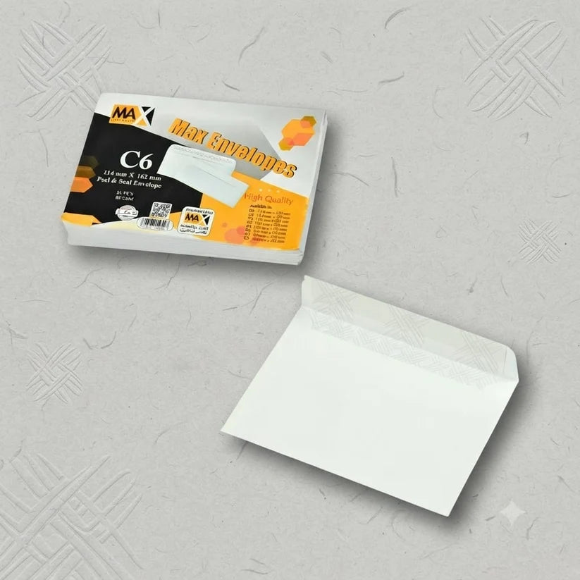 50 Packs  Self-adhesive envelope -Plain - Size C6 114 mm x 162 mm