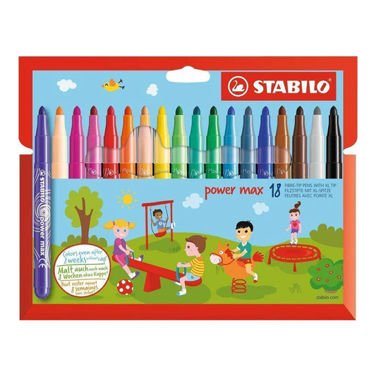 Stabilo Power Max Fibretip Colors, 18 Pcs