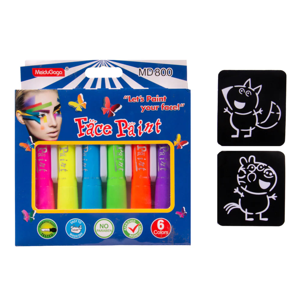 MeiduGaga Non-Toxic Face Paint, Pack of 6 Colors