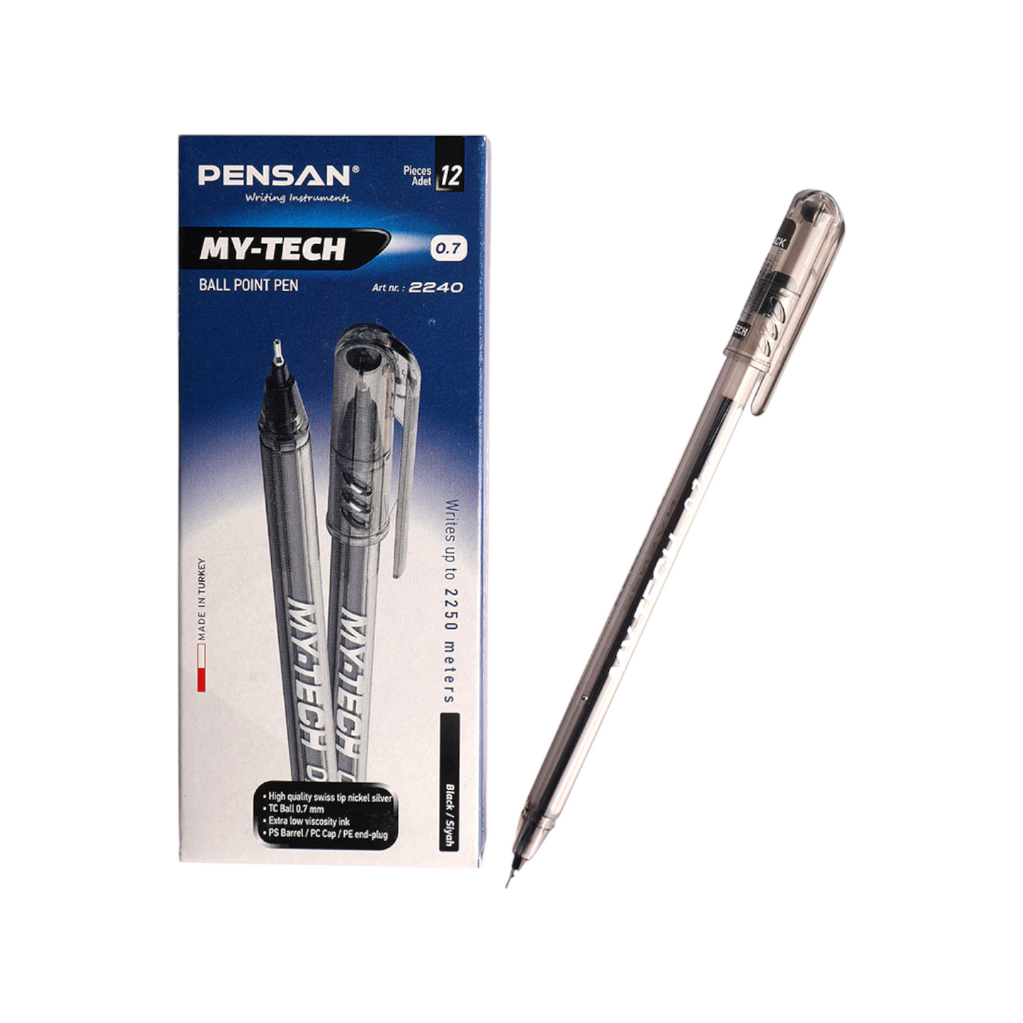 Pensan 2240 0.7 mm. Ballpoint Pen MY-Tech  – Pack of 12