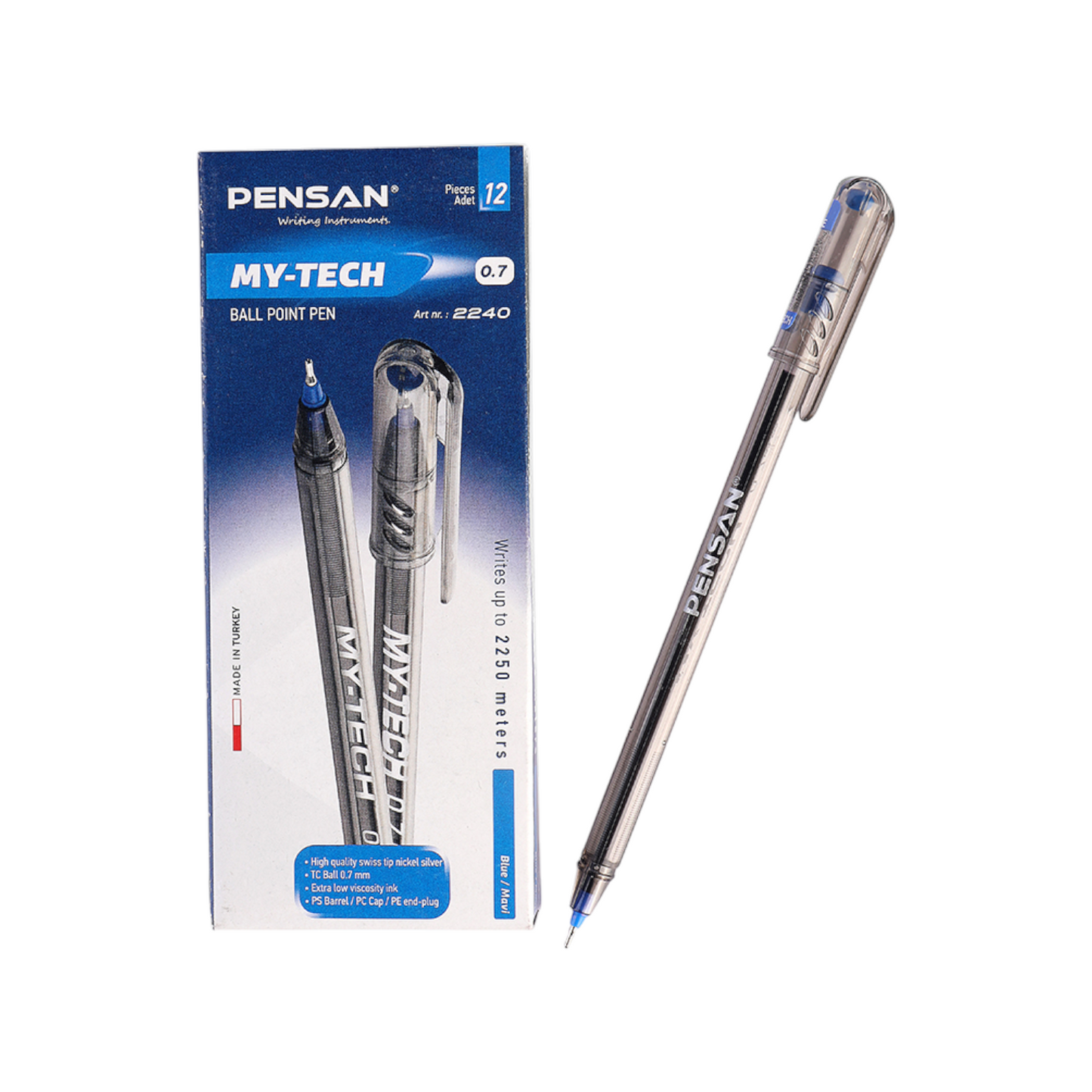 Pensan 2240 0.7 mm. Ballpoint Pen MY-Tech  – Pack of 12