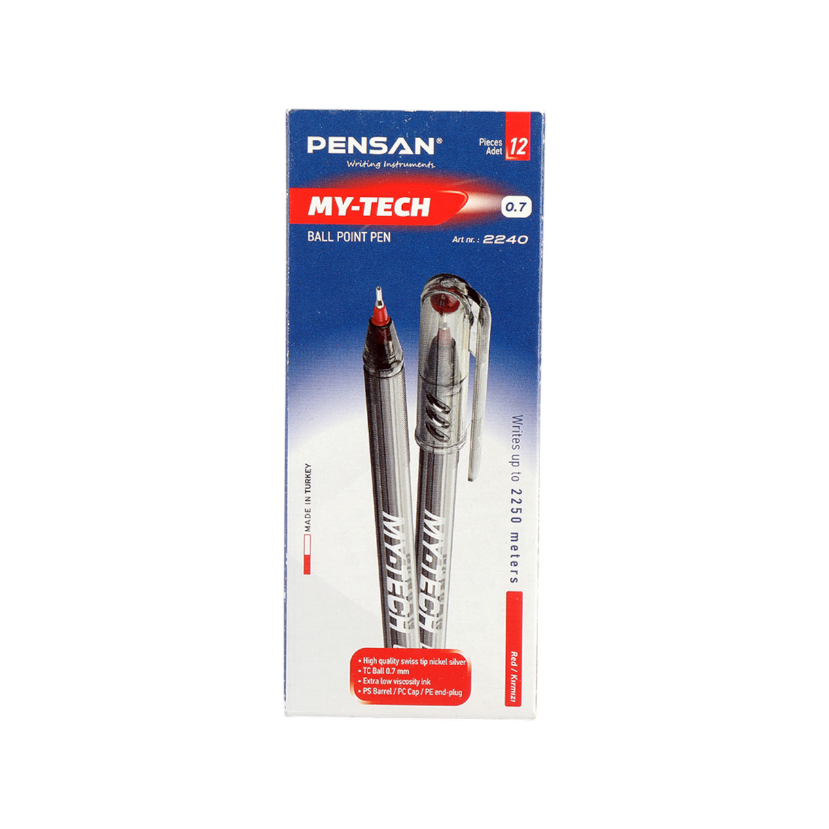 Pensan 2240 0.7 mm Ballpoint Pen MY-Tech – Pack of 12