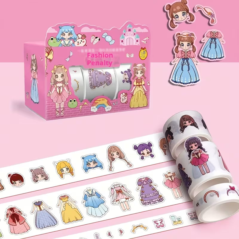 1 Box of 3 Rolls, Cute Stickers, Dress-Up Stickers