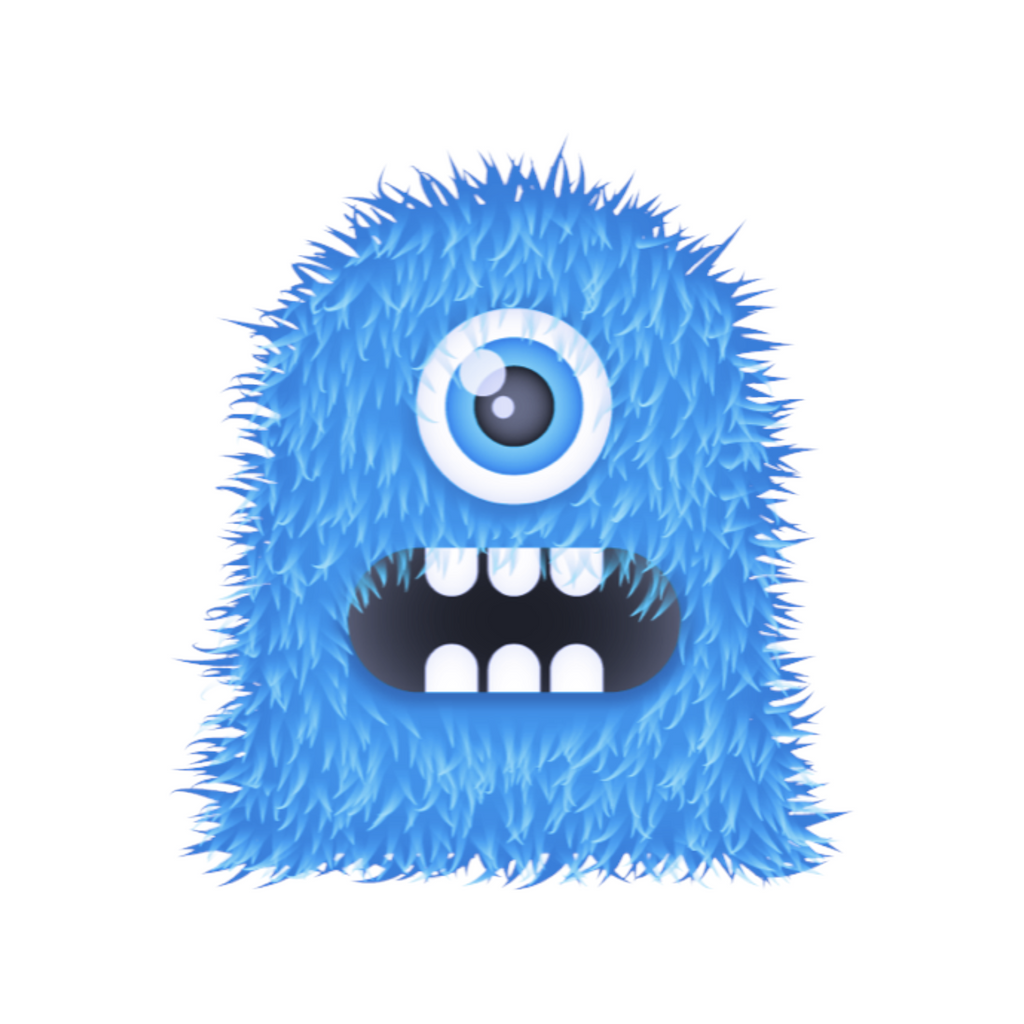 Elite Stationery House blue fuzzy monster sticker with one eye and a wide mouth, perfect for decorating journals.