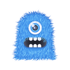 Elite Stationery House blue fuzzy monster sticker with one eye and a wide mouth, perfect for decorating journals.
