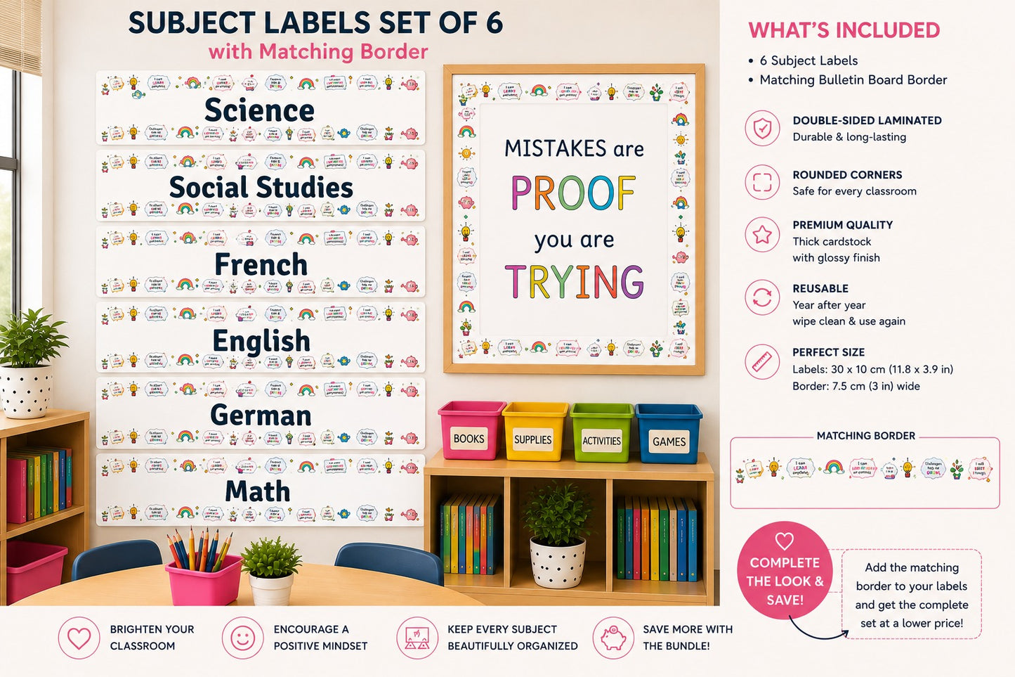 Hollywood Theme Subject Labels – Set of 6