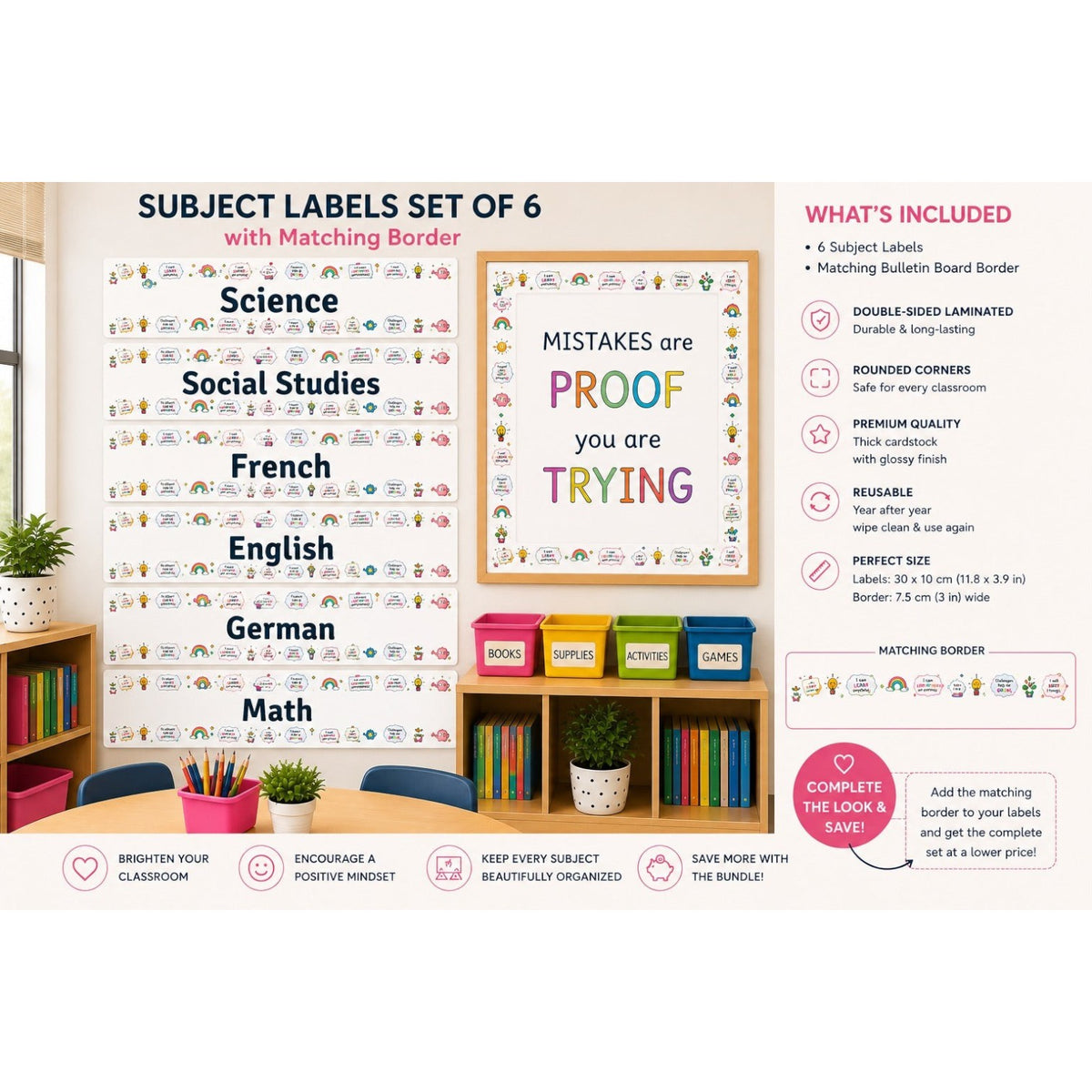 Hollywood Theme Subject Labels – Set of 6