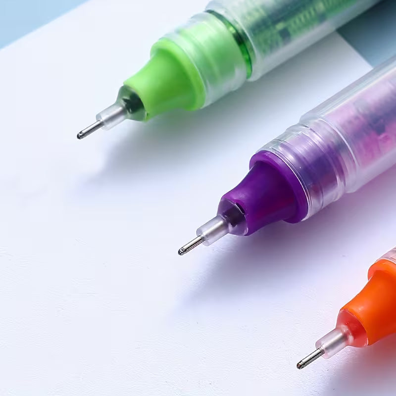 10 Straight Liquid Ballpoint Pens , Quick-drying